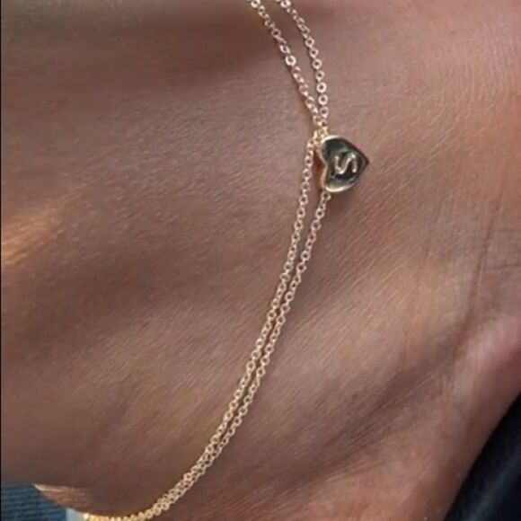 14k gold Initial Anklet, Ankle Bracelet - Picture 8 of 13
